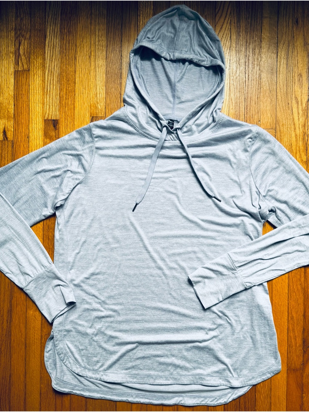 Heathered Soft Purple Hooded Long Sleeve Athletic Top